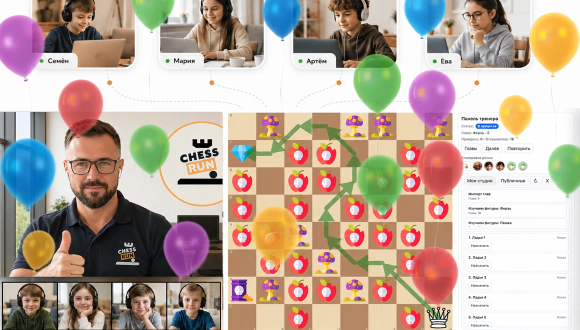 Rewards during a kids chess lesson in Chess.Run